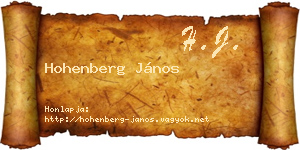 Hohenberg János névjegykártya